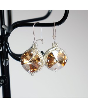 Boucles d'oreilles fantaisie en cristal transparent et argent Boucles d'oreilles