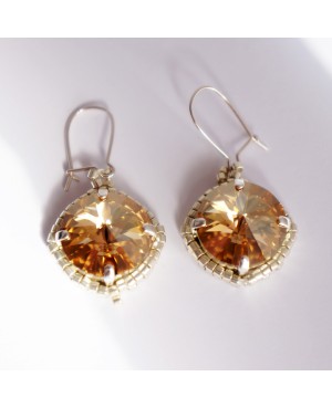 Boucles d'oreilles fantaisie en cristal transparent et argent Boucles d'oreilles