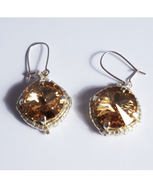 Boucles d'oreilles fantaisie en cristal transparent et argent Boucles d'oreilles