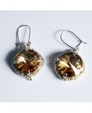 Boucles d'oreilles fantaisie en cristal transparent et argent Boucles d'oreilles