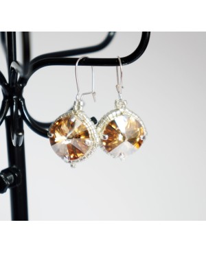 Boucles d'oreilles fantaisie en cristal transparent et argent Boucles d'oreilles