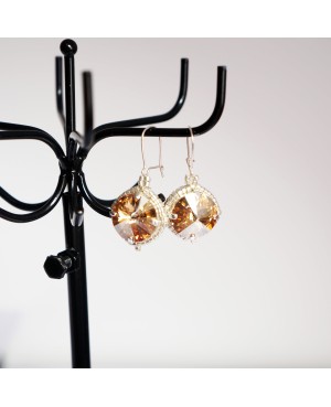 Boucles d'oreilles fantaisie en cristal transparent et argent Boucles d'oreilles