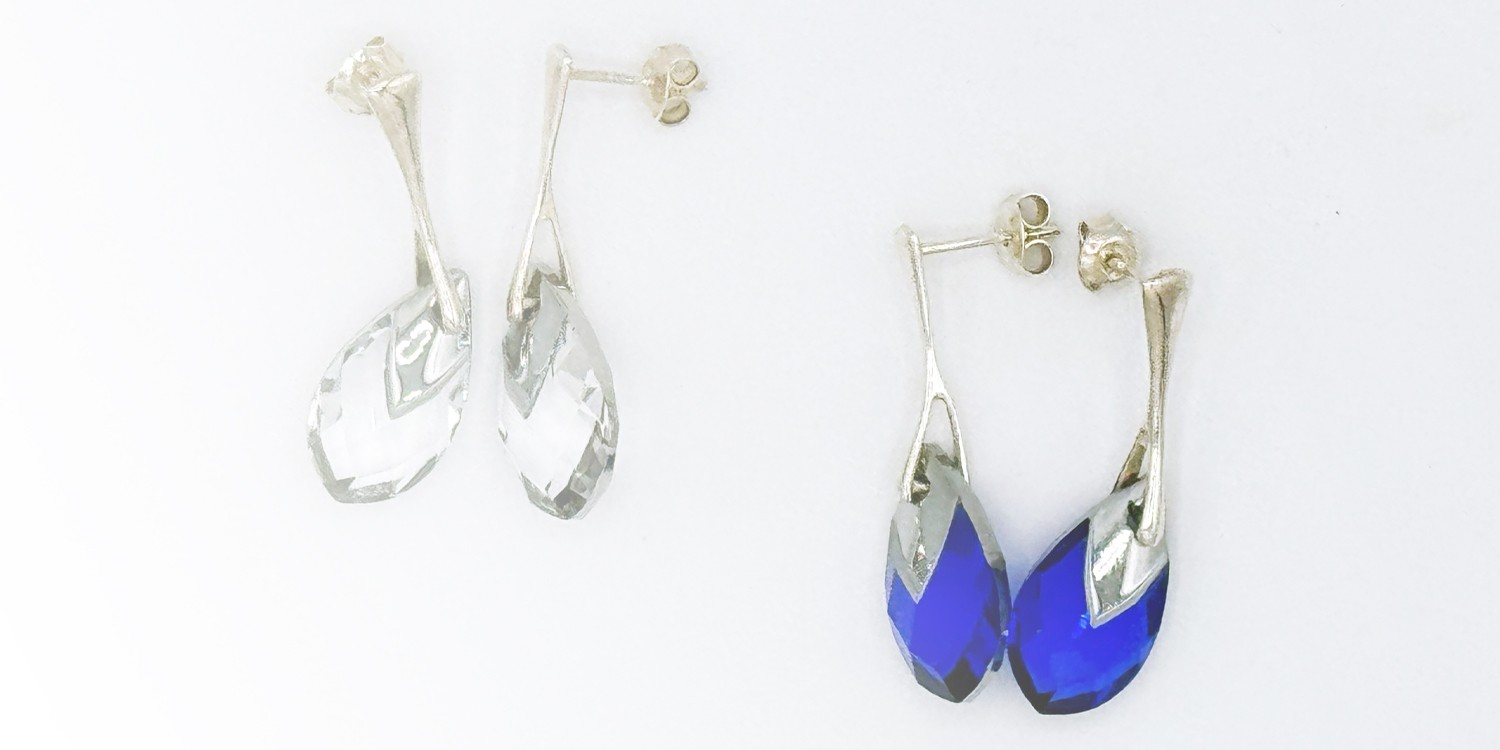 Silver and crystal earrings